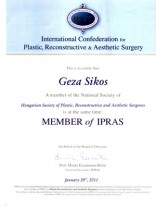 IPRAS tagság diploma dr. Sikos